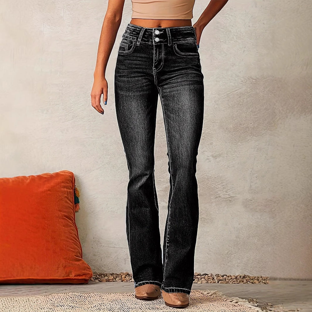Damen Hochtaillierte Bootcut Jeans Heidi-Mode