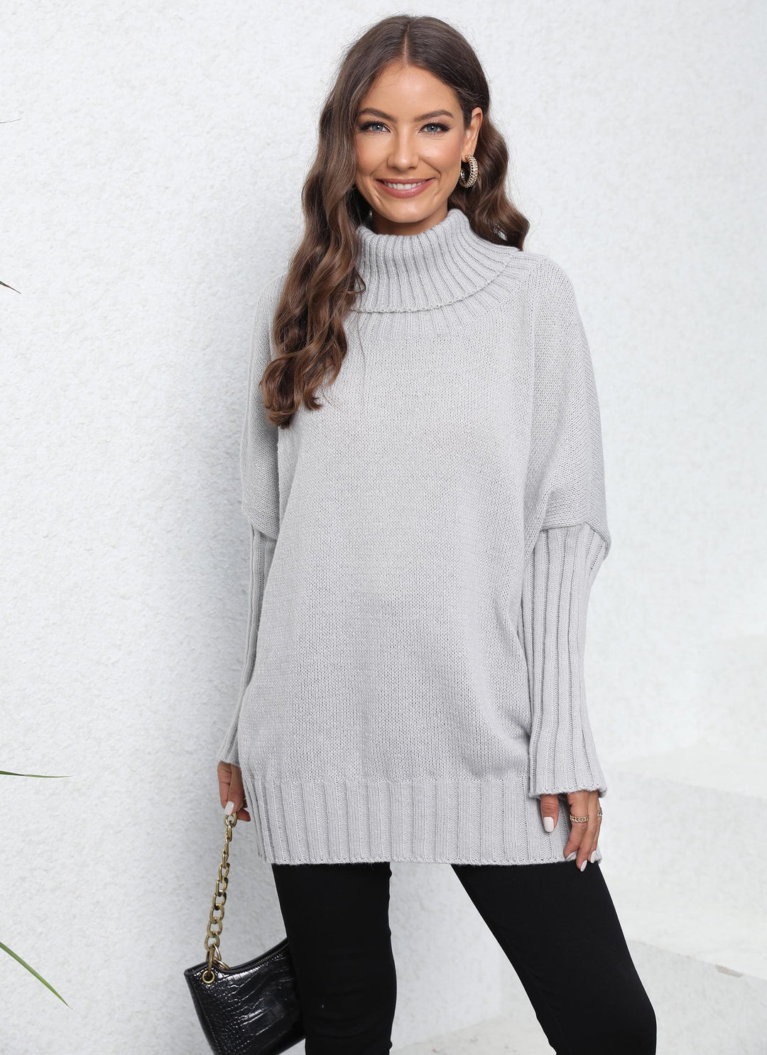 Damen Oversize Rollkragenpullover mit strukturiertem Strick Heidi-Mode