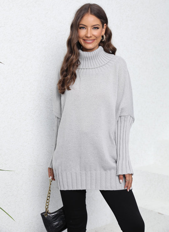 Damen Oversize Rollkragenpullover mit strukturiertem Strick Heidi-Mode