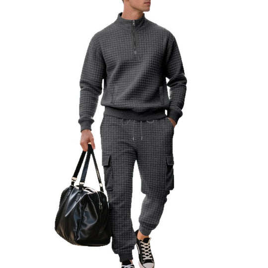 Herren Sweatshirt und Jogginghose Set mit Reißverschluss und praktischen Taschen Heidi-Mode