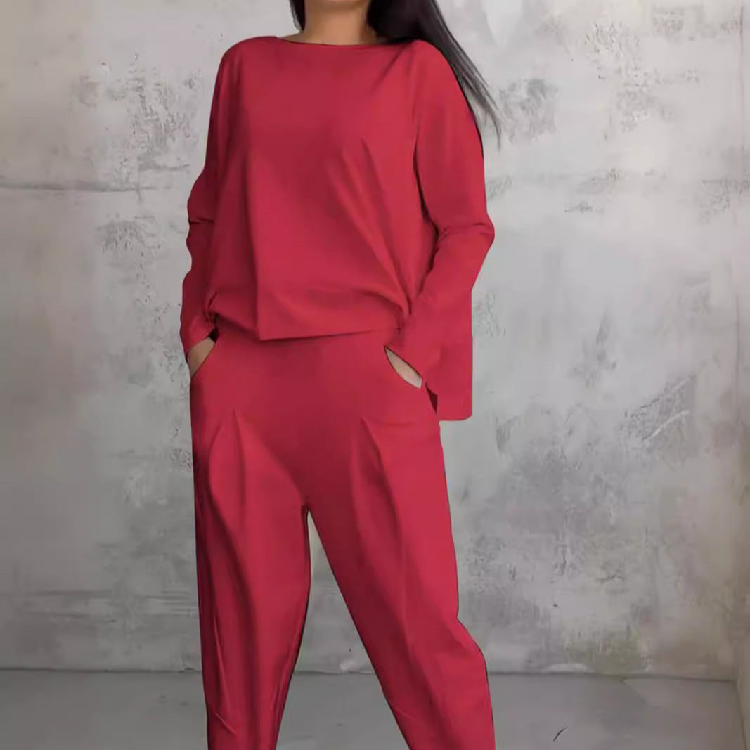 Heidi-Mode | Einfarbiges Slim-Fit Hosenanzug mit Rundhalsausschnitt