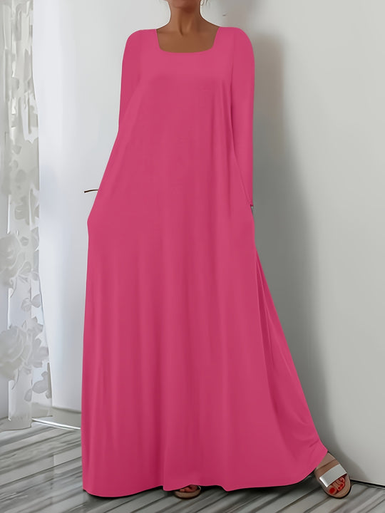 Damen Weit geschnittenes Maxikleid mit praktischen Taschen Heidi-Mode