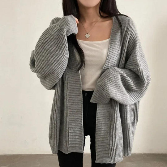 Damen Übergröße Strickjacke mit weit geschnittenen Ärmeln und strukturierter Textur Heidi-Mode