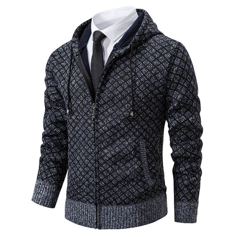 Herren stylische Jacke mit modernem Wabenmuster und Kapuze Heidi-Mode