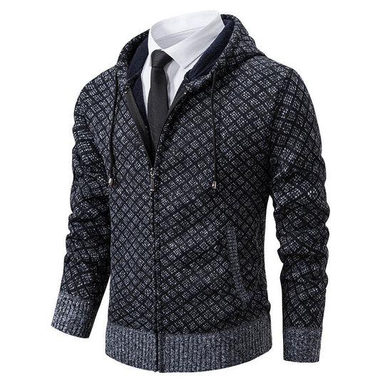 Herren stylische Jacke mit modernem Wabenmuster und Kapuze Heidi-Mode