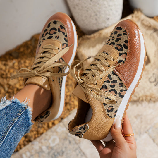 Damen Sneaker mit Leopardenmuster und atmungsaktiver Sohle Heidi-Mode