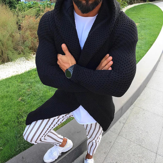 Herren lässiger Strickmantel mit strukturiertem Design und großzügigen Taschen Heidi-Mode