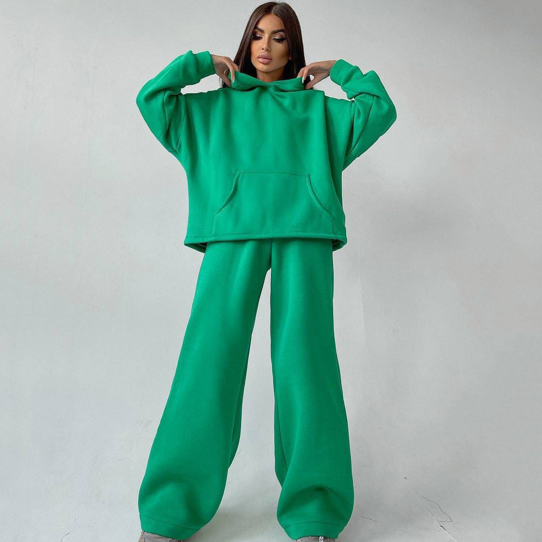 Damen lässiges Oversized Hoodie- und Wide Leg Hosen Set Heidi-Mode