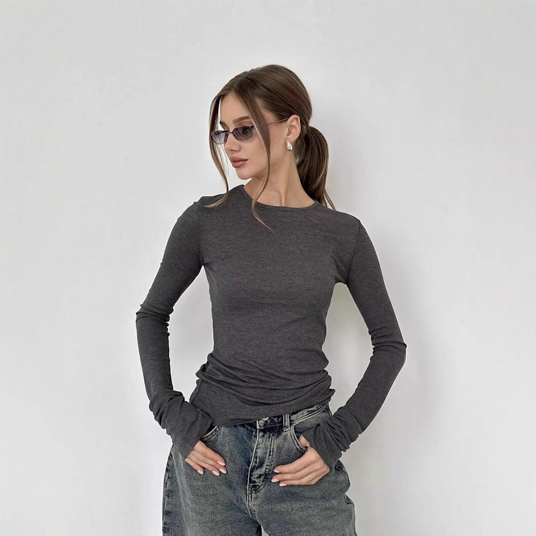 Damen Langarm T-Shirt mit Daumenlöchern Heidi-Mode