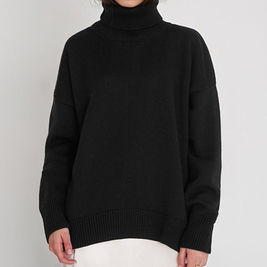 Damen Oversized Rollkragenpullover mit Rippstruktur Heidi-Mode