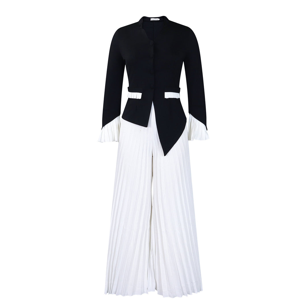 Damen Eleganter Blazer mit plissierten Hosen Heidi-Mode