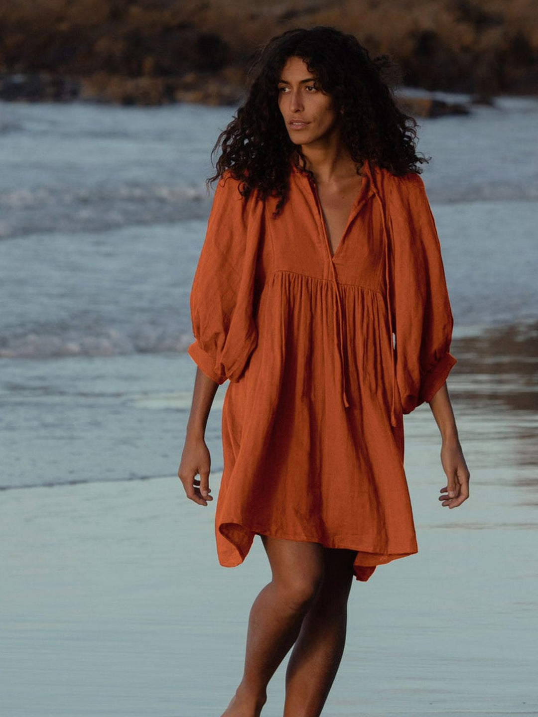 Heidi Mode | Sommer Frauen solide Farbe große Größe Laterne Ärmel Kleid