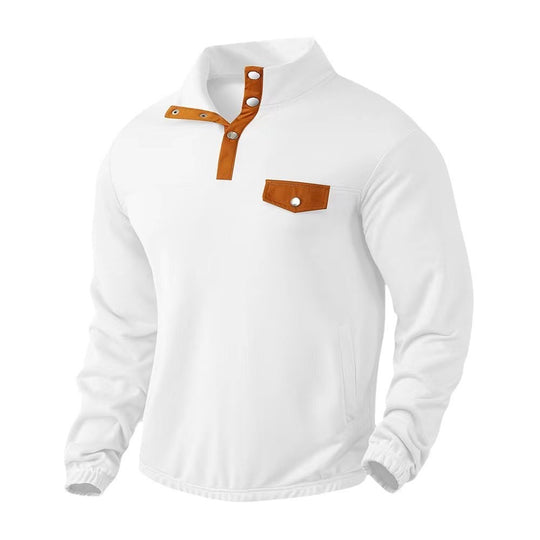 Herren Pullover mit praktischer Knopfleiste und Brusttasche Heidi-Mode