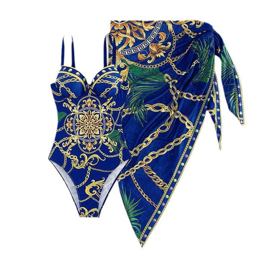 Damen Strandkleid mit elegantem Wickel-Design und auffälligem Muster Heidi-Mode