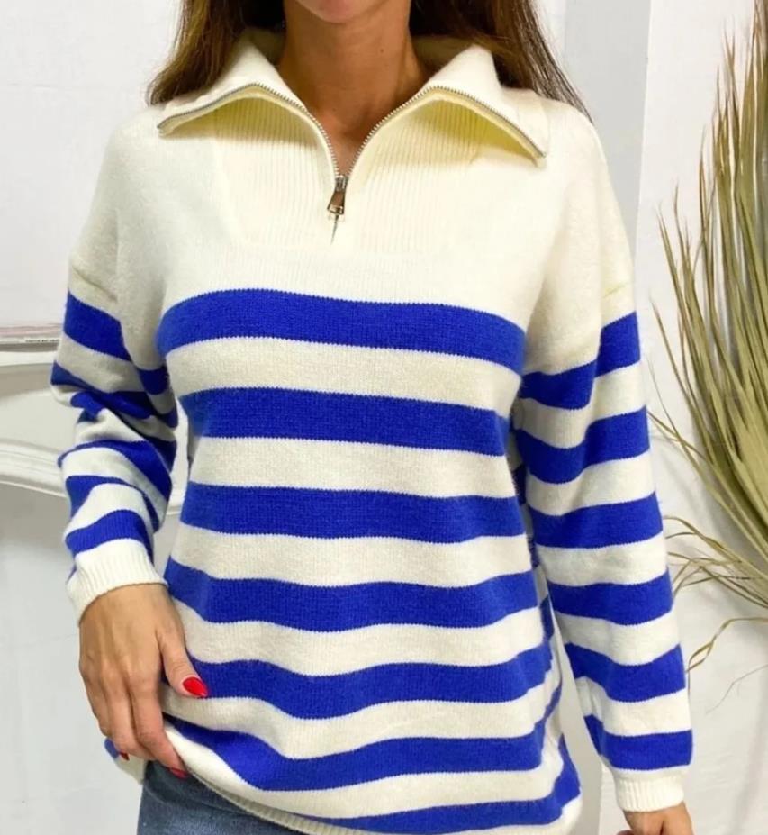 Damen Sweatshirt mit Stehkragen und Reißverschluss Heidi-Mode