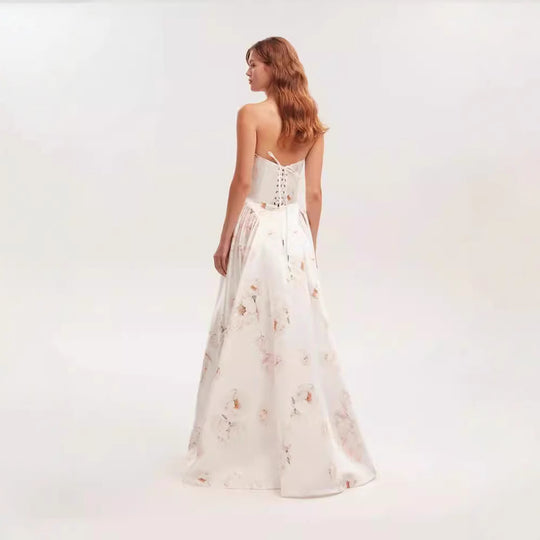 Damen Trachtenkleid mit floralem Design und Bustier-Oberteil Heidi-Mode