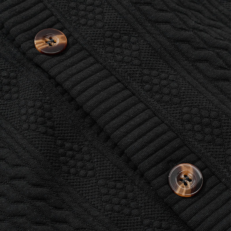 Herren Strickjacke mit hochwertigem Strukturmuster und modernen Knöpfen Heidi-Mode