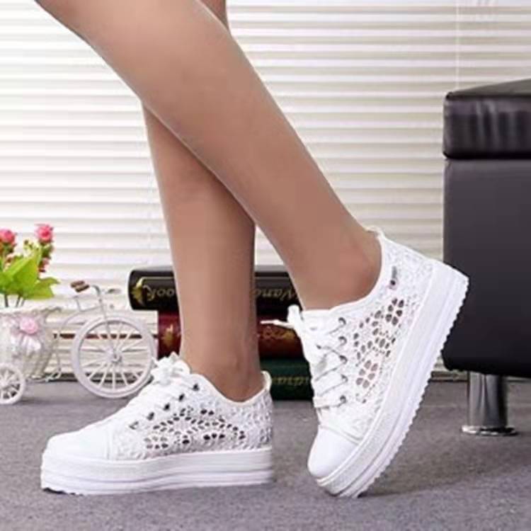 Damen Sneakers mit filigranem Spitzenmuster und rutschfester Sohle Heidi-Mode