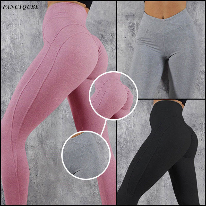 Damen Hochwertige Fitness-Leggings mit hohem Bund und Seitentaschen Heidi-Mode