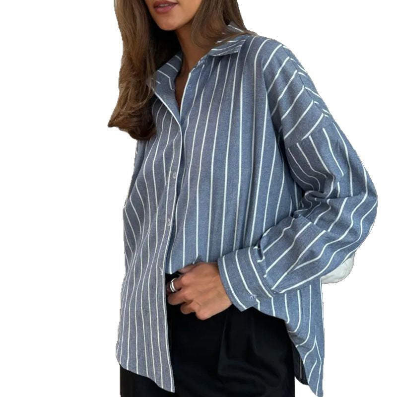 Damen Oversized Hemd mit feinen Streifen Heidi-Mode