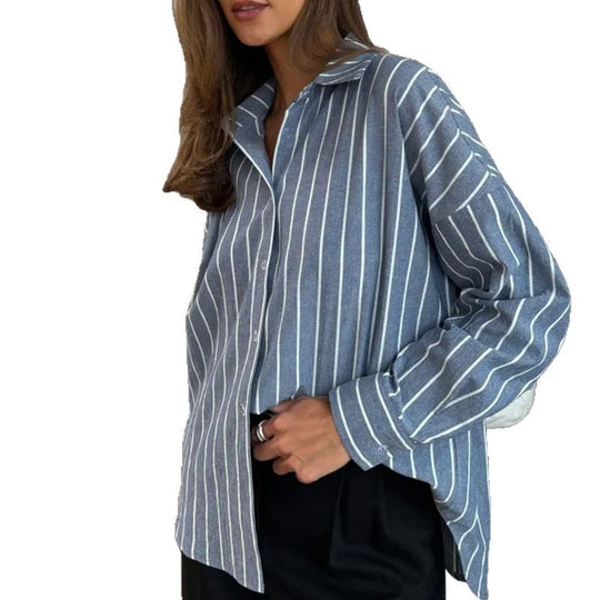 Damen Oversized Hemd mit feinen Streifen Heidi-Mode