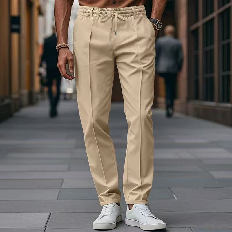 Herren elegante Freizeit-Hose mit elastischem Bund und seitlichen Eingrifftaschen Heidi-Mode