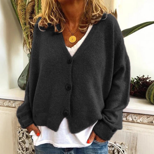 Damen Kopfbedeckung mit oversized Schnitt und Knopfdetails Heidi-Mode