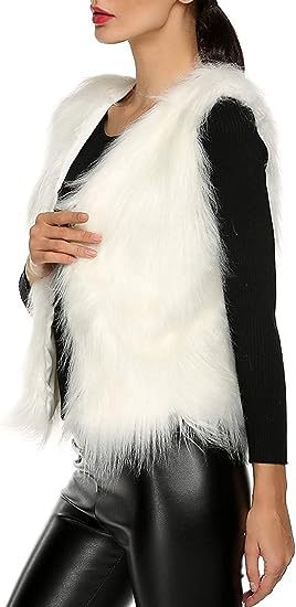 Damen Flauschige Kunstfellweste mit offenem Schnitt und weichem Innenfutter Heidi-Mode