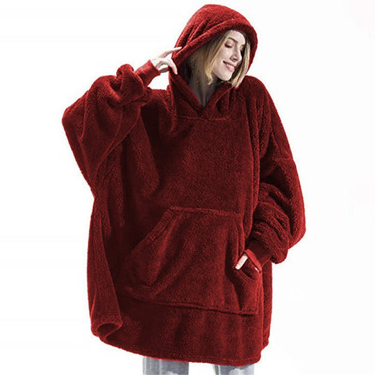 Damen Kuschelige Oversize-Hoodiejacke aus Fleece mit Kängurutasche Heidi-Mode