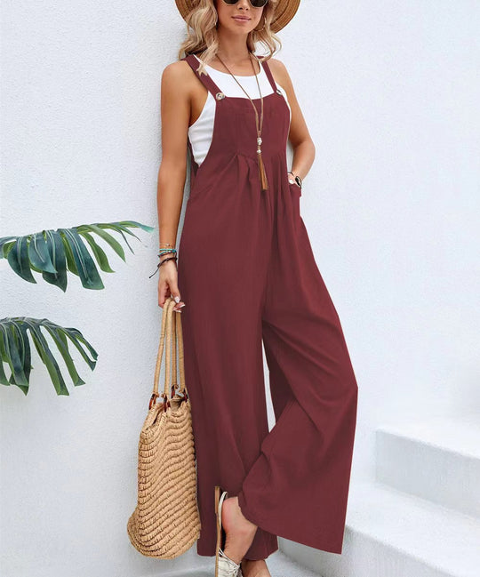 Damen weite Latzhose mit elegantem Schnitt und verstellbaren Trägern Heidi-Mode