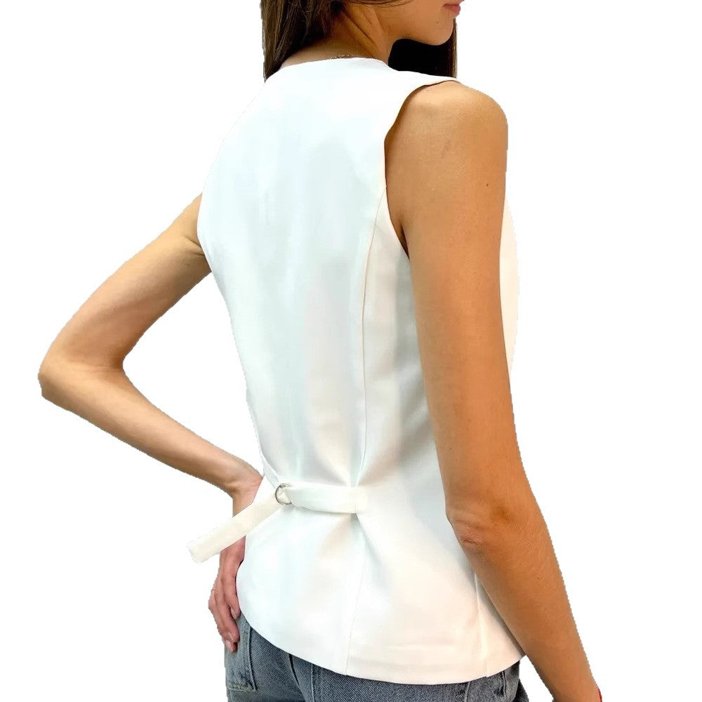 Damen Weste mit elegantem V-Ausschnitt und dekorativen Knöpfen Heidi-Mode