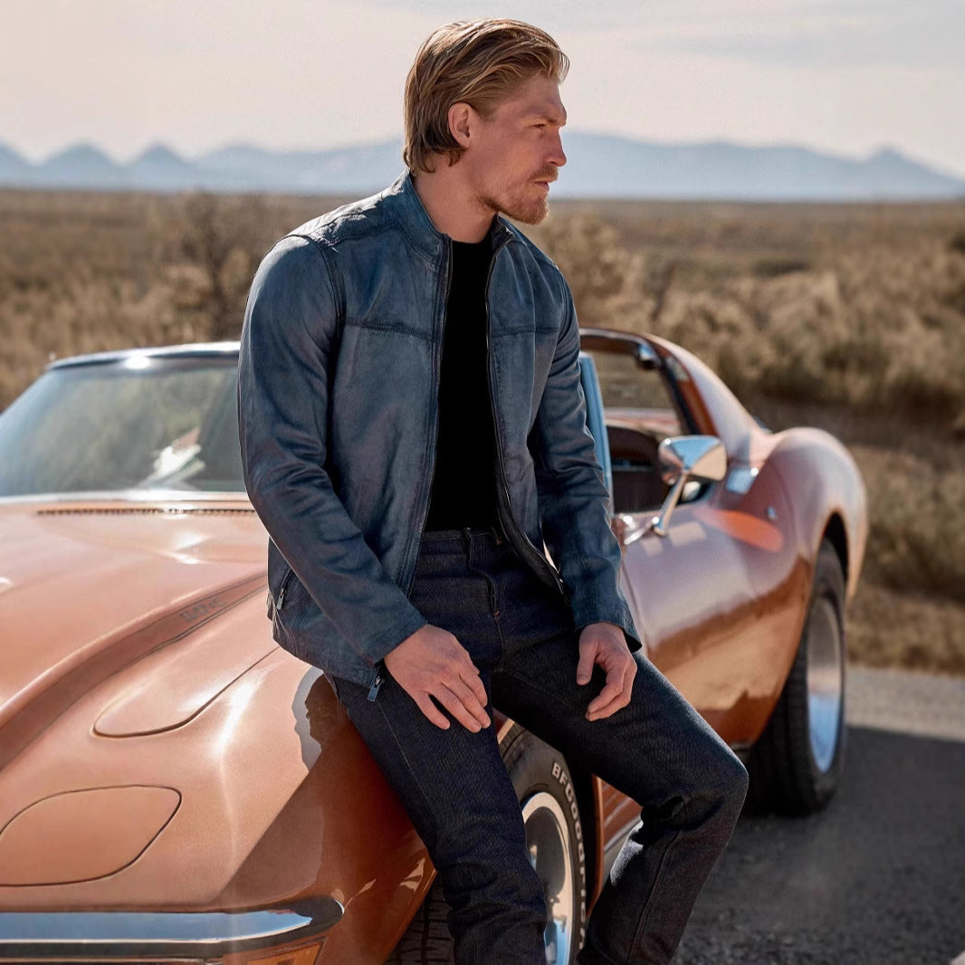 Herren Lederjacke im klassischem Design mit praktischen Taschen Heidi-Mode