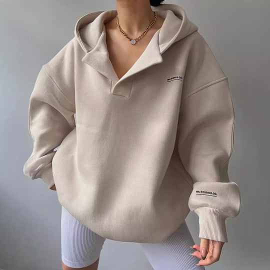 Damen oversized Kapuzenpullover mit lässigem Schnitt und sportlicher Ästhetik Heidi-Mode
