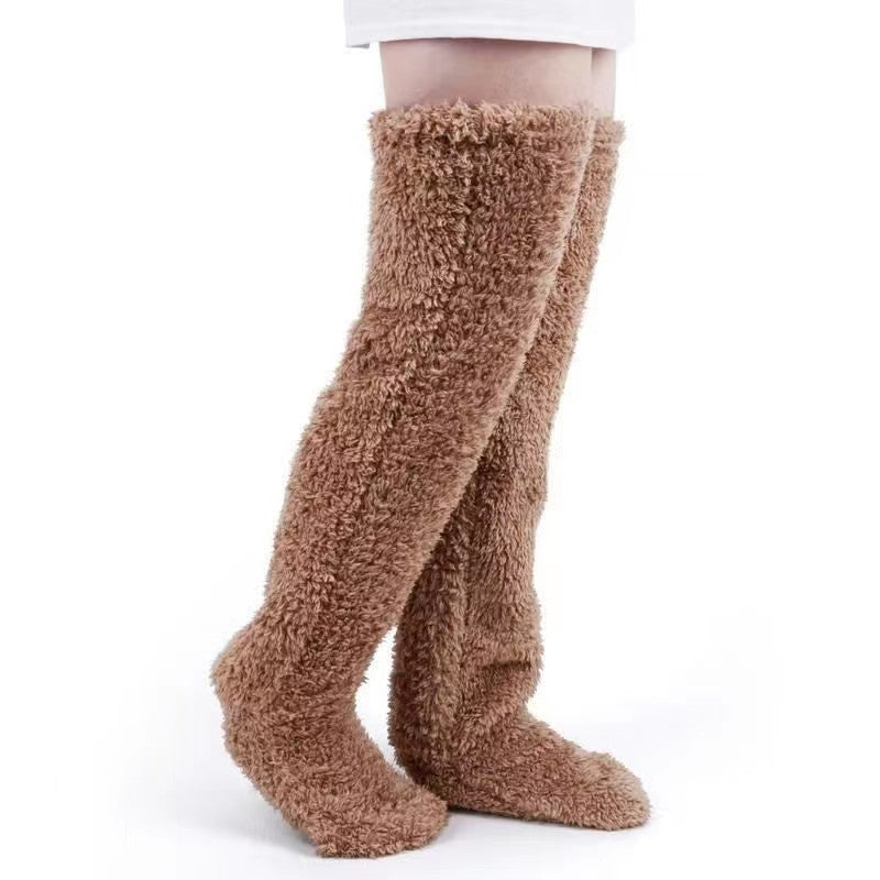 Damen Kuschelige Overknee-Socken aus weichem Fleece Heidi-Mode