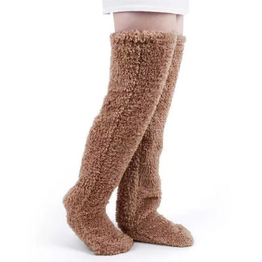 Damen Kuschelige Overknee-Socken aus weichem Fleece Heidi-Mode