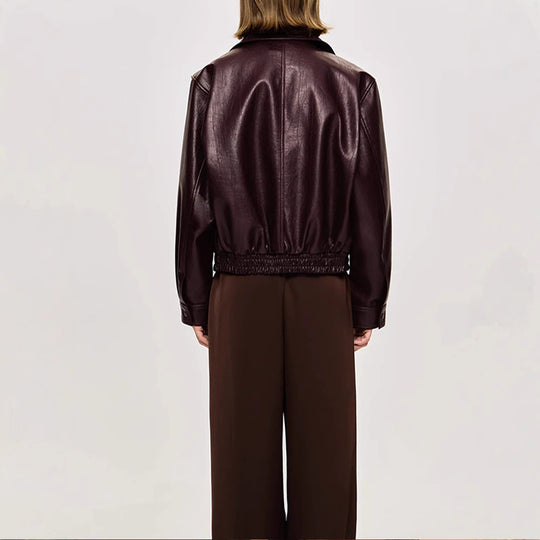 Damen Kunstlederjacke im modischen Schnitt mit elastischem Bund Heidi-Mode
