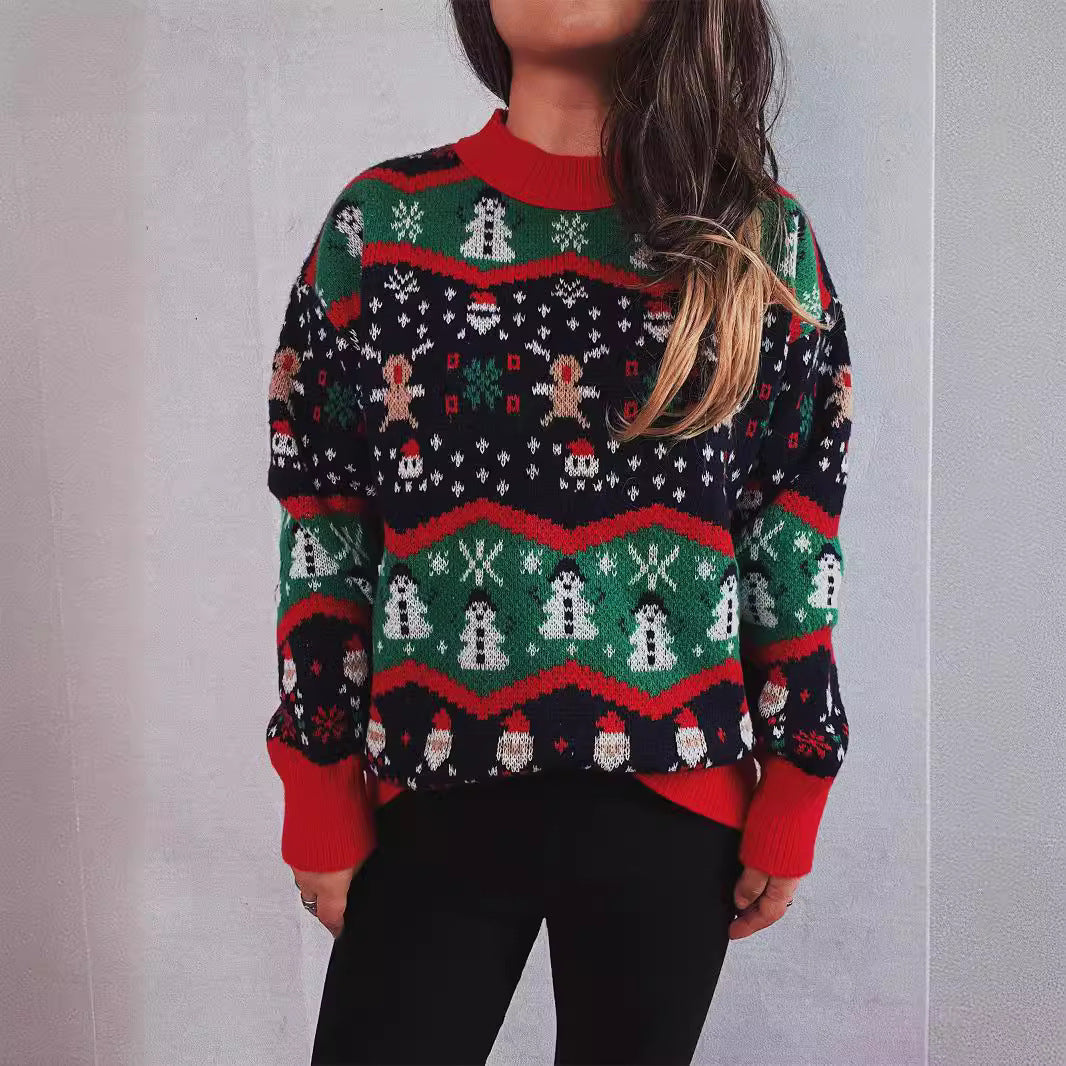 Damen Weihnachts-Pullover mit festlichem Design und strukturiertem Strick Heidi-Mode