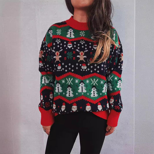 Damen Weihnachts-Pullover mit festlichem Design und strukturiertem Strick Heidi-Mode