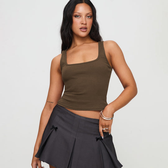Damen modisches Tanktop mit quadratischem Ausschnitt und feiner Rippstruktur Heidi-Mode