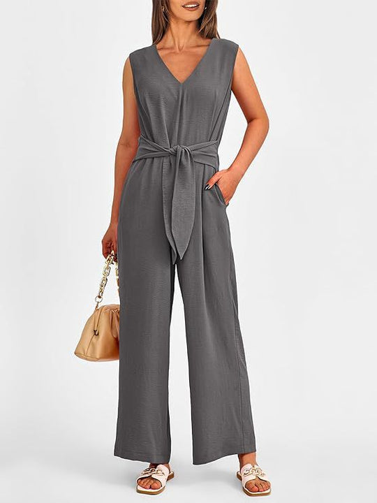 Damen eleganter Jumpsuit mit tailliertem Schnitt und weitem Bein Heidi-Mode