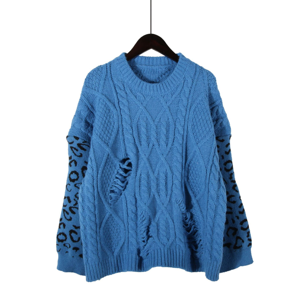 Damen lässiger Strickpullover mit modernem Muster und einzigartigen Details Heidi-Mode