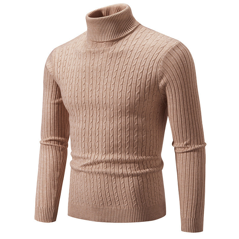 Herren Strickpullover mit modernem Rippmuster und hohem Kragen Heidi-Mode