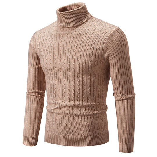 Herren Strickpullover mit modernem Rippmuster und hohem Kragen Heidi-Mode
