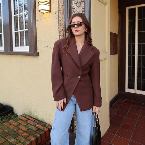 Damen elegante Blazerjacke mit doppelt geknöpften Details Heidi-Mode