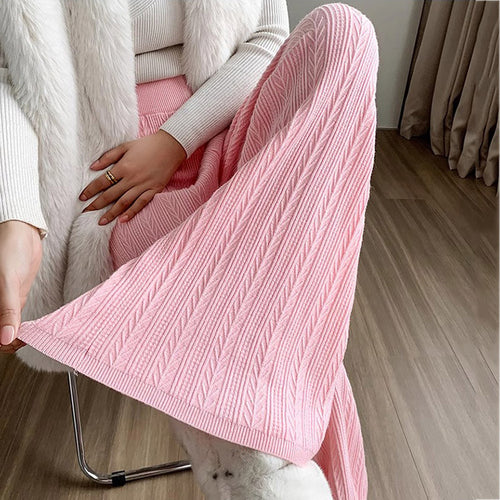 Damen Weiche Strickhose mit Zopfmuster Heidi-Mode