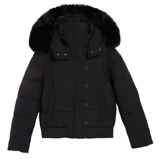 Damen Stylische Jacke mit abnehmbarem Kunstfellkragen und Knopfdetails Heidi-Mode