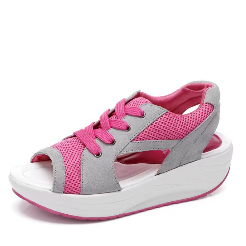 Damen Sportliche Keilschuhe mit offenem Zehenbereich und atmungsaktivem Mesh-Obermaterial Heidi-Mode
