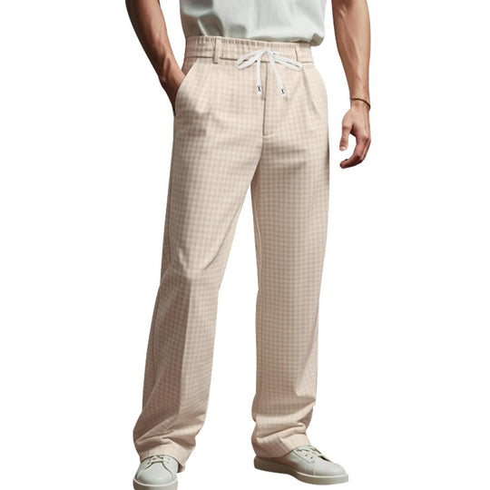 Herren Karierte Freizeit-Hose mit elastischem Bund und praktischen Taschen Heidi-Mode