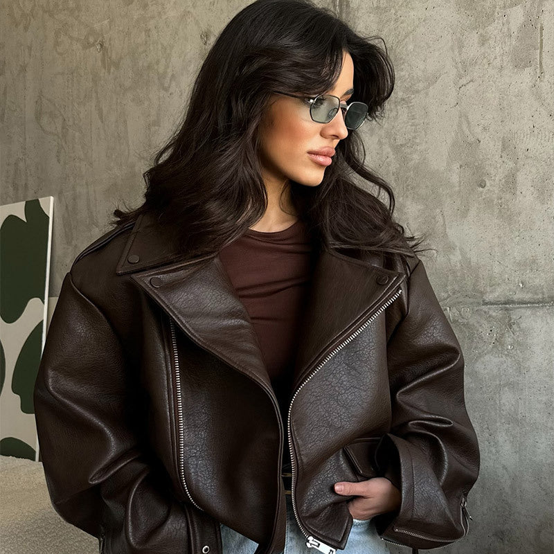 Damen Modische jacke mit großzügigem Schnitt und Taillengürtel Heidi-Mode