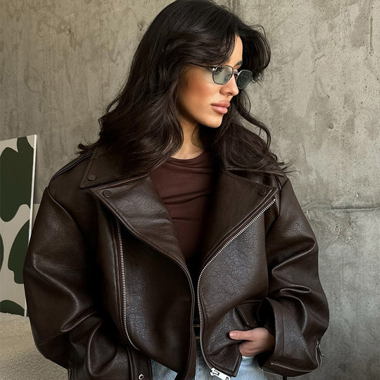 Damen Modische jacke mit großzügigem Schnitt und Taillengürtel Heidi-Mode